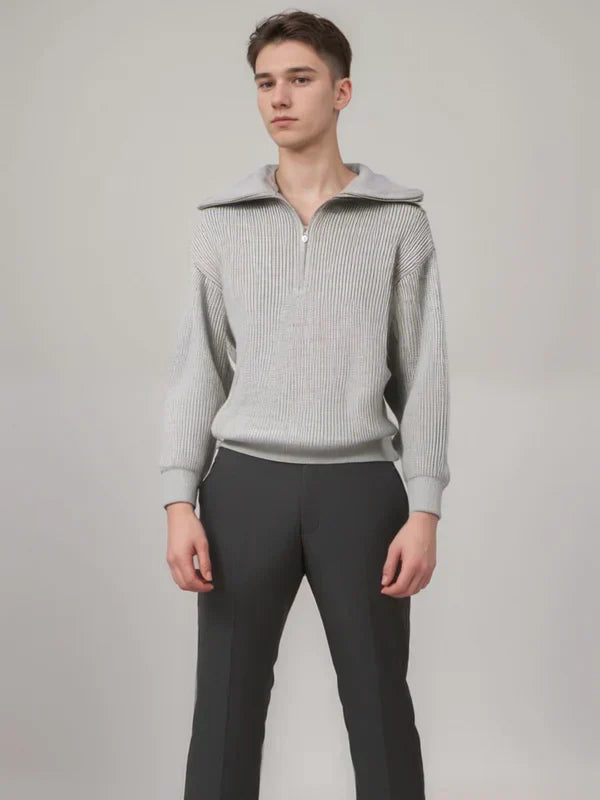 Pull-Over Homme à Rayures avec Fermeture Zippée pour Usage Quotidien | Idéal pour Toutes Occasions
