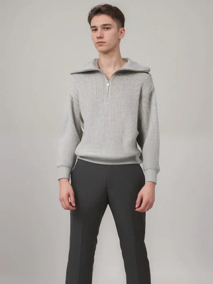 Pull-Over Homme à Rayures avec Fermeture Zippée pour Usage Quotidien | Idéal pour Toutes Occasions