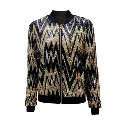 Veste Avec Fermeture Zippée Et Détails à Paillettes Pour Femmes | Idéal Pour Soirées Et Événements