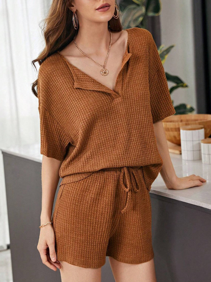 Ensemble Haut Manches Courtes Et Short Large Pour Femme | Idéal Pour Usage Quotidien Et Décontracté