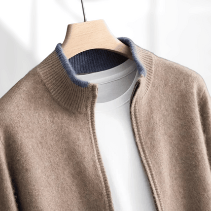 Veste Zippée avec Coupe Ajustée et Détails Côtelés pour Hommes | Idéale pour Automne et Hiver