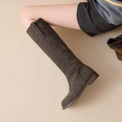 Bottes hautes à talon bas pour femmes