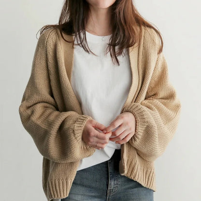 Cardigan à col ouvert et manches amples pour femme | Idéal pour l’automne
