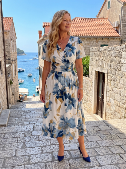 Robe portefeuille à imprimé floral pour femmes