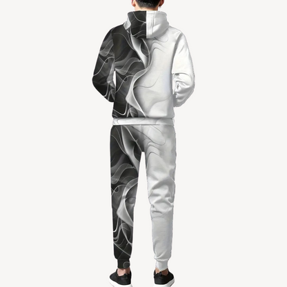 Ensemble Survêtement Homme avec Hoodie Zippé Et Motif Dégradé | Idéal pour Les Loisirs Et Le Quotidien