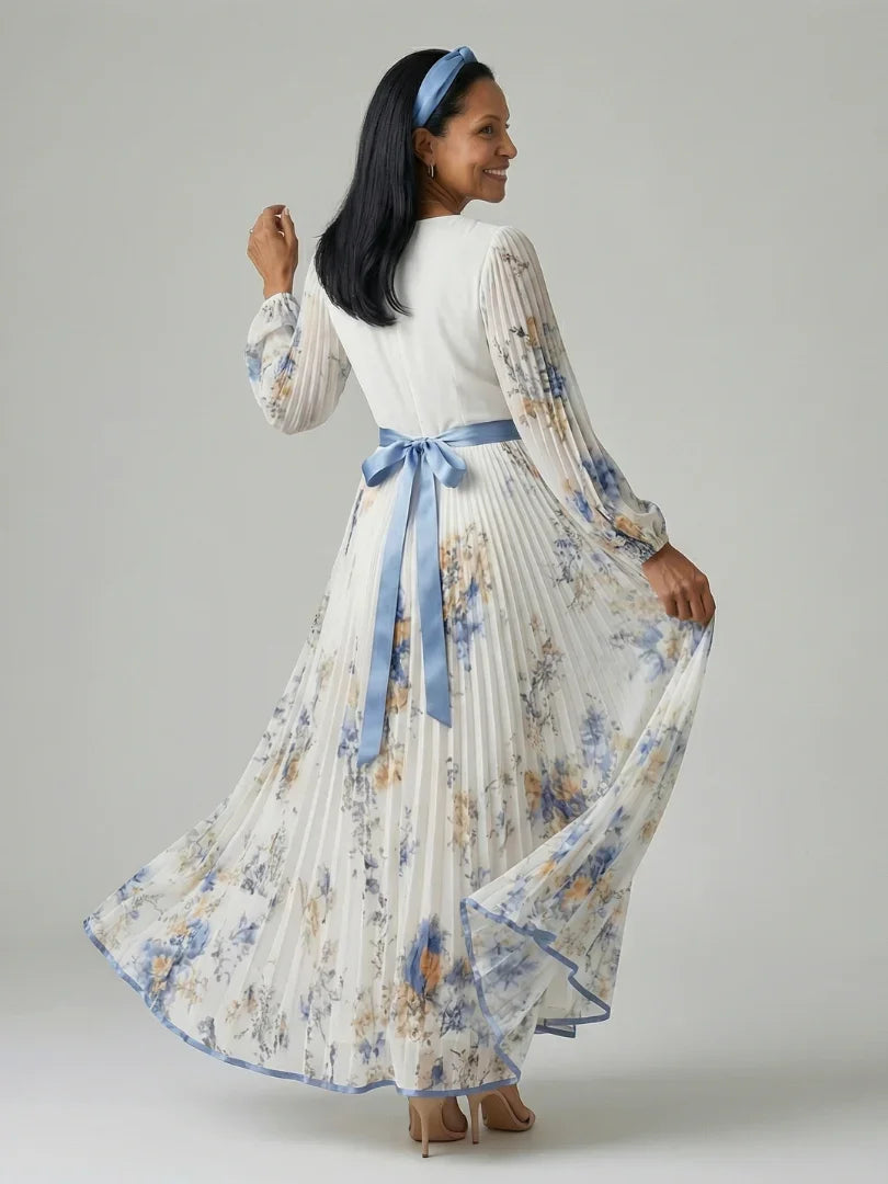 Robe midi plissée à imprimé floral pour femmes