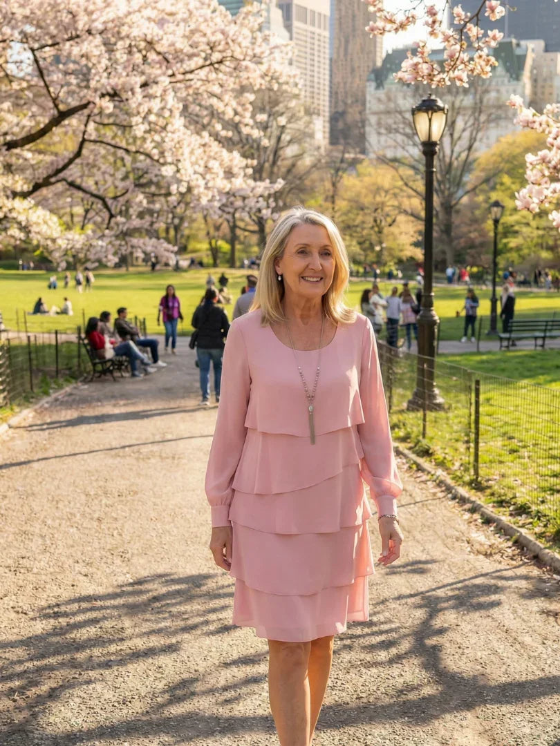 Robe midi à volants superposés pour femmes