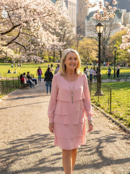 Robe midi à volants superposés pour femmes