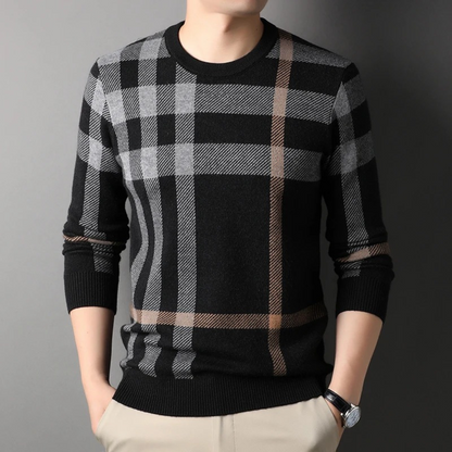 Pull À Motif Carreaux Pour Homme Avec Col Rond Et Coupe Standard | Idéal Pour Usage Quotidien Et Occasionnel
