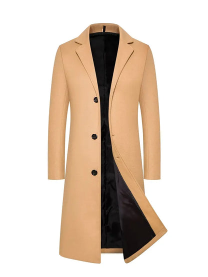 Manteau Long Avec Col Cranté Pour Homme | Idéal Pour Saisons Froides Et Intermédiaires