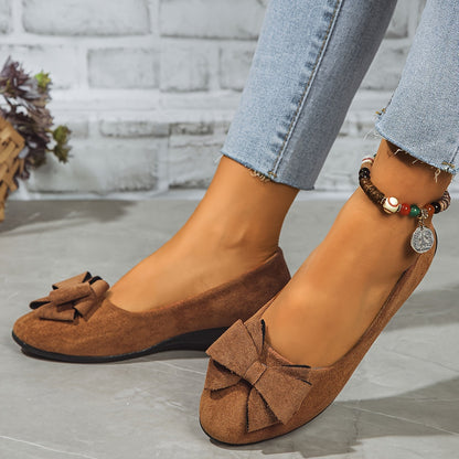 Ballerines talon compensé avec nœud pour femmes
