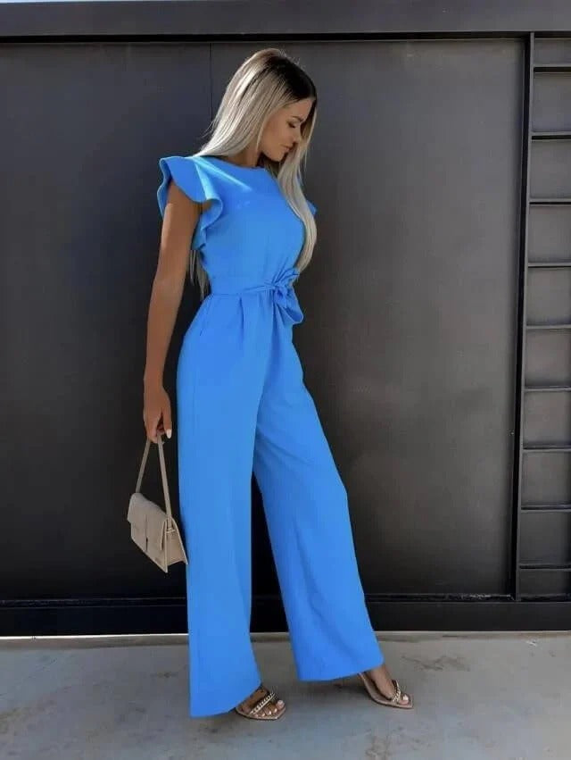 Combinaison avec manches papillon et jambes larges pour femmes | Idéale pour les occasions formelles ou décontractées