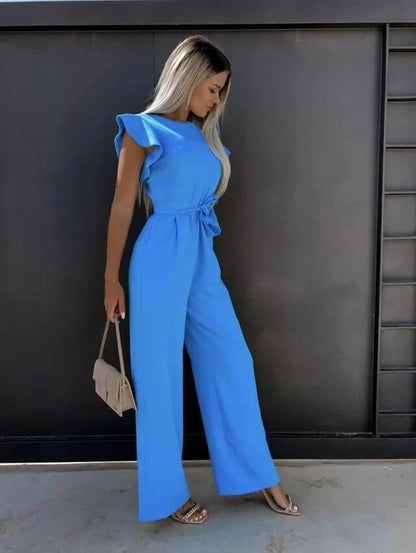 Combinaison Femme | Manches Papillon Élégantes | Taille Ceinturée & Jambes Larges