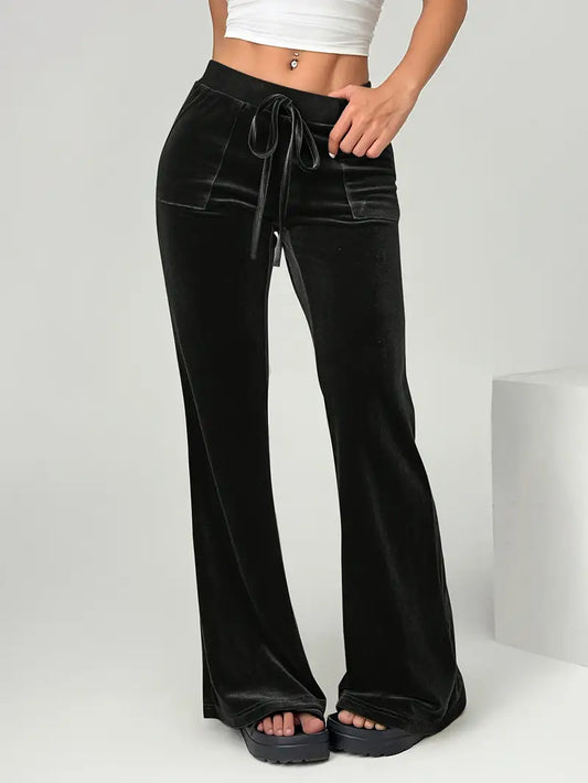Pantalon Femme Évasé à Taille Élastique avec Poches | Idéal pour un Usage Quotidien
