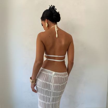 Ensemble Deux Pièces avec Haut Halter et Jupe Longue pour Femme | Idéal pour l'Été Décontracté