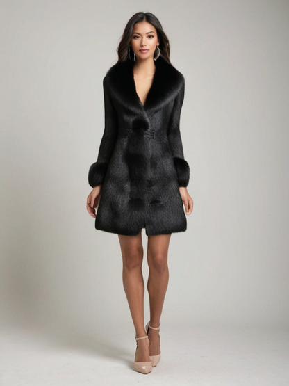 Manteau Long avec Détails au Col pour Femme | Idéal pour l’Hiver