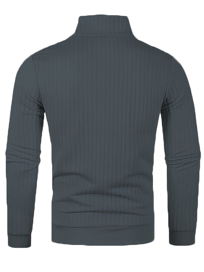 Pull Pour Homme Avec Col Zippé Et Motif Côtelé Pour Adulte | Idéal Pour Usage Quotidien Et Polyvalent
