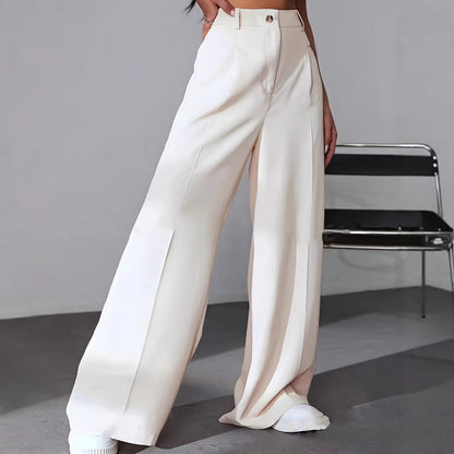 Pantalon Large Taille Haute Avec Coupe Droite Pour Femme | Idéal Pour Travail Et Usage Quotidien
