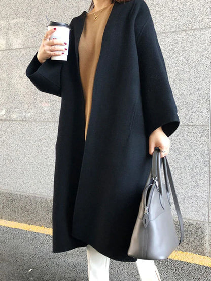 Manteau Long Croisé Sans Boutons pour Femme | Idéal pour l’Hiver