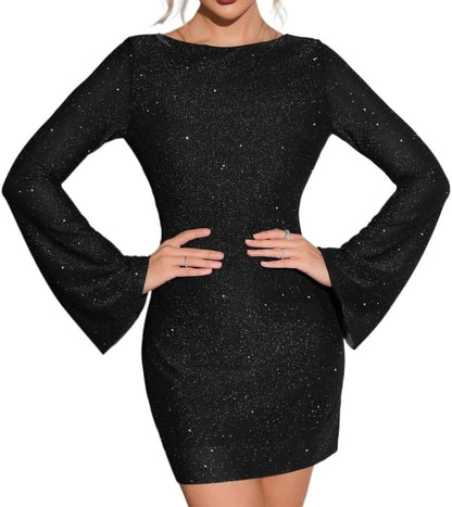 Robe Courte à Manches Longues pour Femme | Idéale pour les Soirées et Événements Festifs