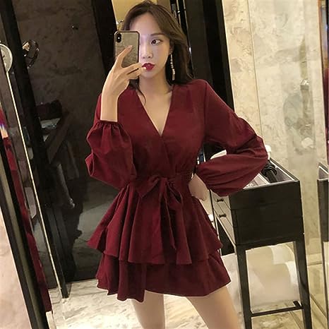 Robe Avec Encolure En V Et Manches Lanterne Pour Femme | Idéale Pour Les Occasions Formelles Et Décontractées