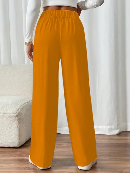 Pantalon Large À Taille Élastique Avec Poches Latérales Pour Femme | Idéal Pour Usage Quotidien