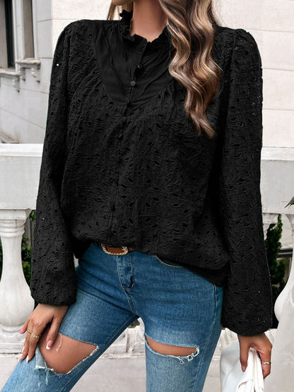 Blouse à Volants avec Col Rond pour Femme | Idéale pour Toutes Saisons