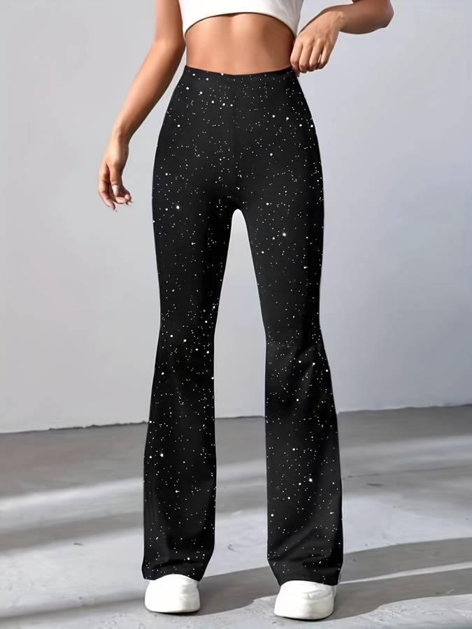 Pantalon Coupe Évasée Avec Tissu À Effet Brillant Pour Femmes | Idéal Pour Occasions Quotidiennes Et Sorties