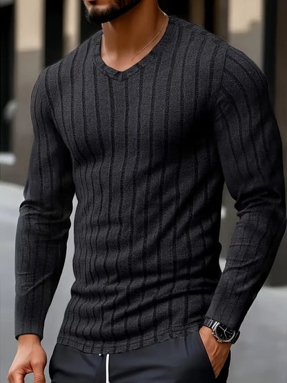 Chemise À Manches Longues Avec Motif À Côtes Pour Homme | Idéale Pour Usage Quotidien