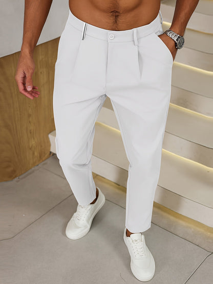 Pantalon Business Casual avec Taille Haute et Plis pour Homme | Idéal pour le Bureau ou les Sorties Décontractées