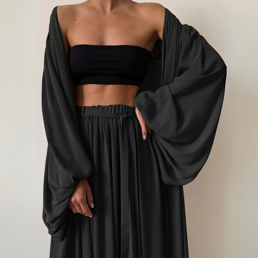 Ensemble Trois Pièces avec Pantalon Large pour Femme | Idéal pour l'Été Décontracté