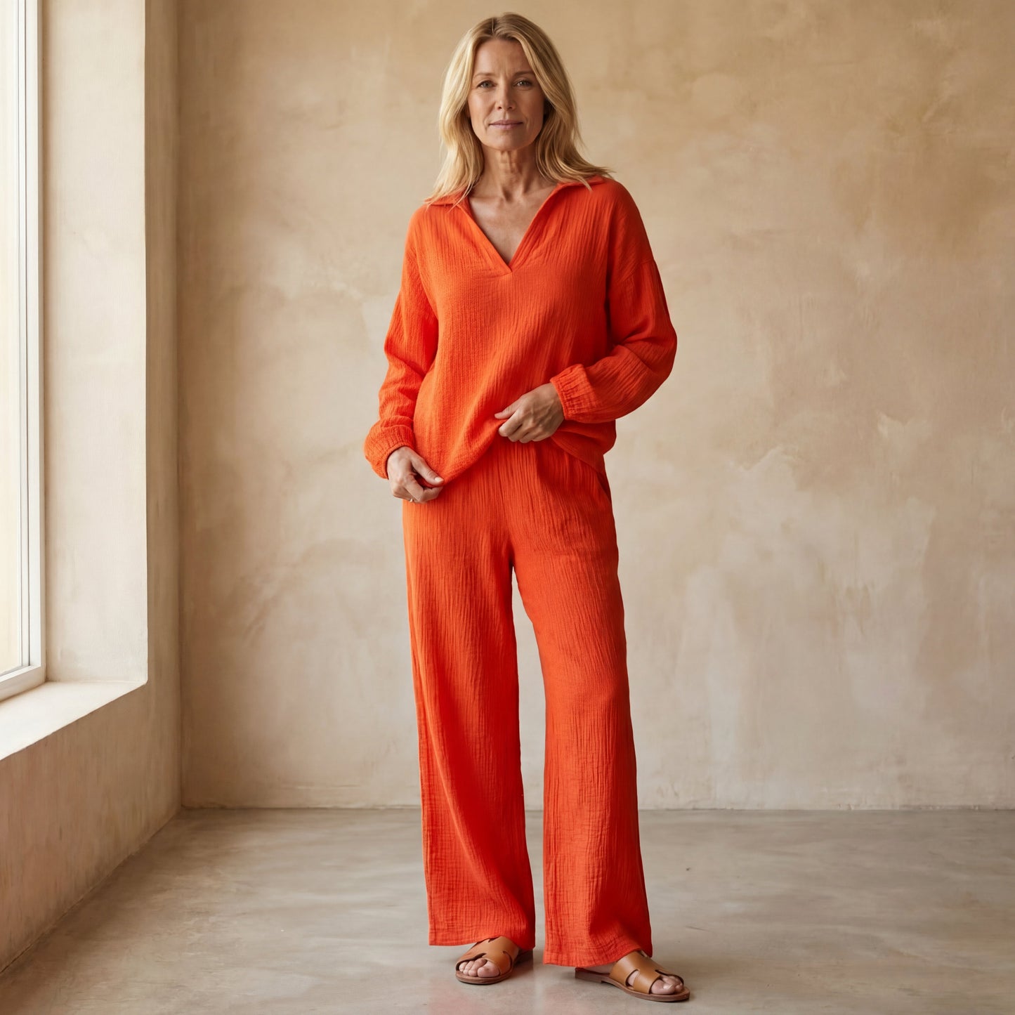 Ensemble 2 Pièces Avec Haut Manches Longues Et Pantalon Droit Pour Femme | Idéal Pour La Mi-Saison Et Un Usage Quotidien