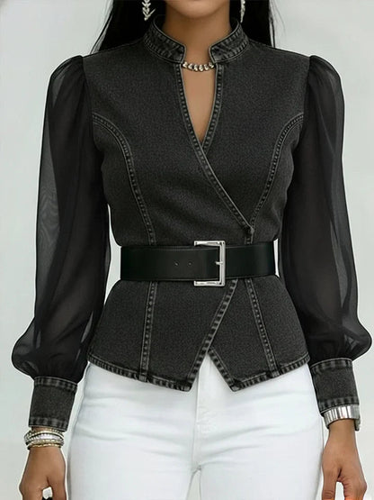 Blouse Croisée Avec Coupe Structurée Et Ceinture Pour Femme | Idéale Pour Occasions Quotidiennes Et Sorties