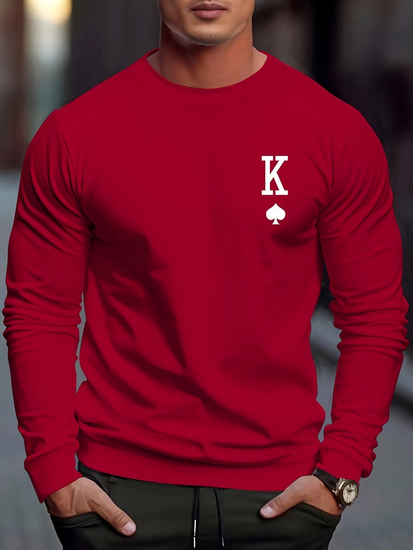 Sweat à Imprimé Spade K et Manches Longues pour Homme | Idéal pour l’Automne et l’Hiver