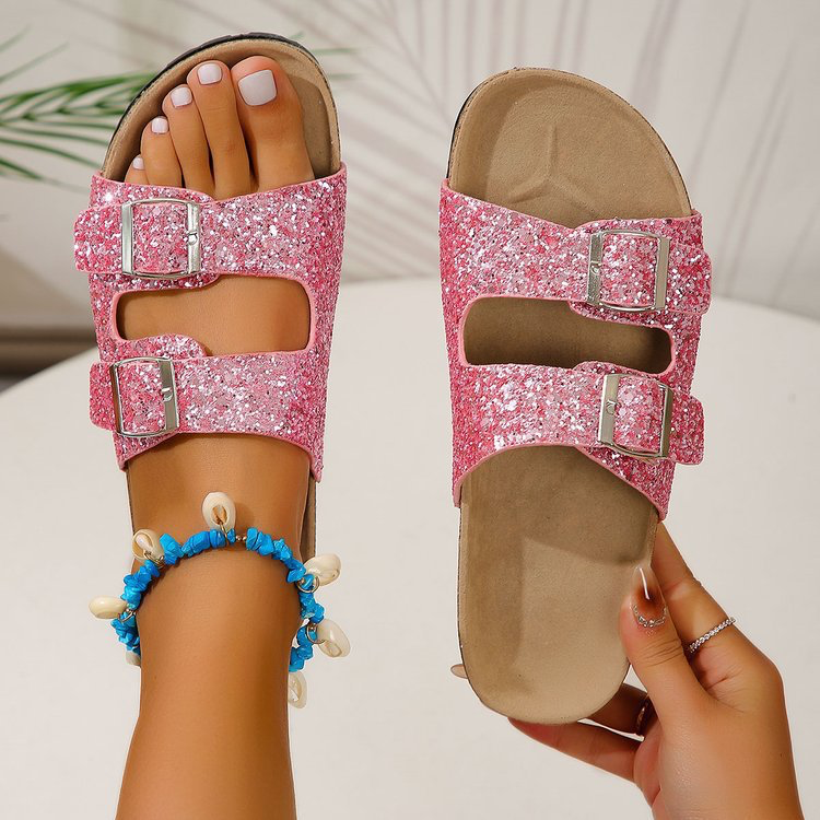 Sandales À Paillettes Avec Bride Ajustable Pour Femmes | Idéales Pour Les Occasions Et Le Quotidien