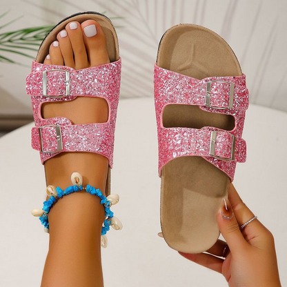 Sandales À Paillettes Avec Bride Ajustable Pour Femmes | Idéales Pour Les Occasions Et Le Quotidien