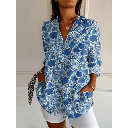 Blouse À Imprimé Floral Avec Manches Longues Pour Femme | Idéale Pour le Printemps et l'Été