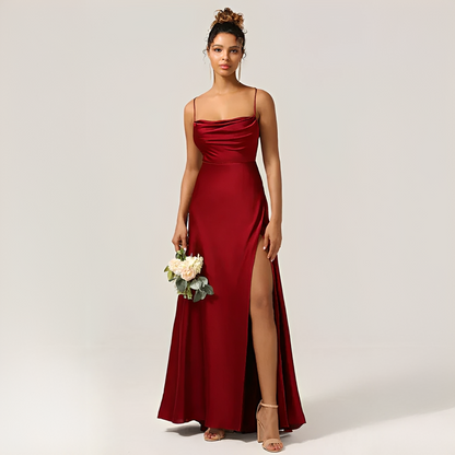 Robe Longue À Bretelles Avec Fente Haute Pour Femmes | Idéale Pour Soirées Et Événements Formels