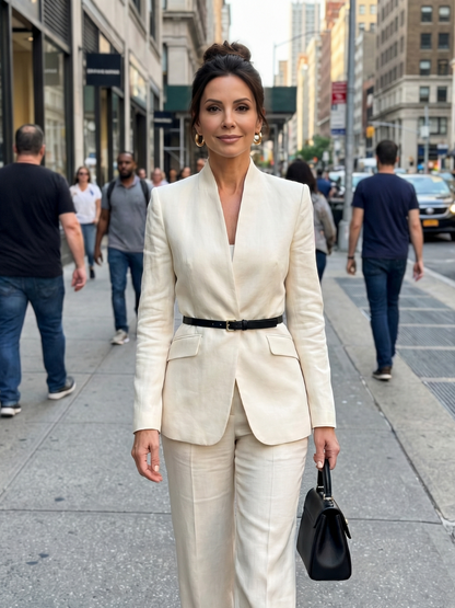 Ensemble tailleur à col montant pour femmes