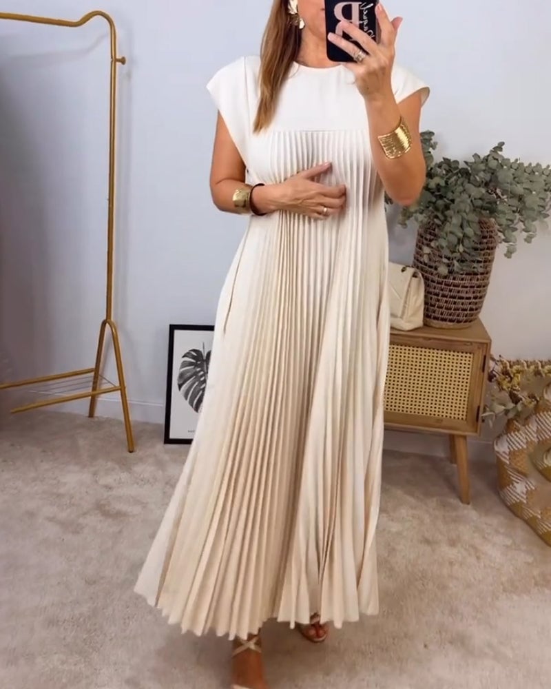Robe Plissée Sans Manches Avec Poches Pour Femme | Idéale Pour le Printemps et l'Été