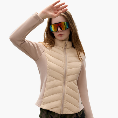 Veste Hybride à Fermeture Éclair et Panneaux pour Femme | Idéale pour les Activités Extérieures et la Mi-Saison