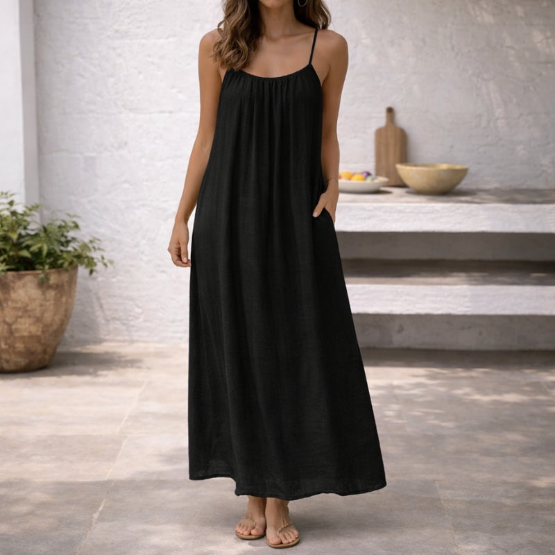 Robe Maxi Dos Nu à Bretelles Réglables pour Femme | Idéale pour les Journées Estivales et les Sorties Décontractées