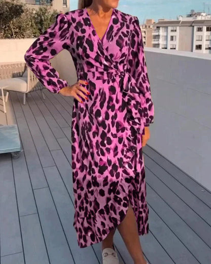 Robe Portefeuille Avec Motif Léopard pour Femmes | Idéale Pour L'Été Et Les Loisirs