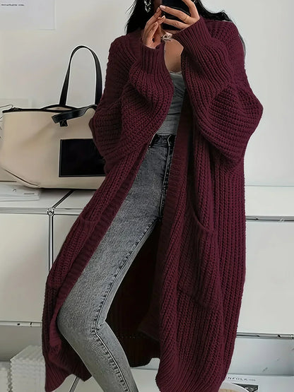 Cardigan long en maille torsadée pour femmes