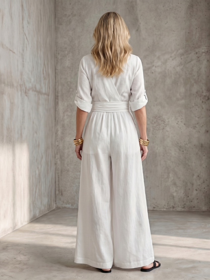 Combinaison croisée jambe large pour femmes