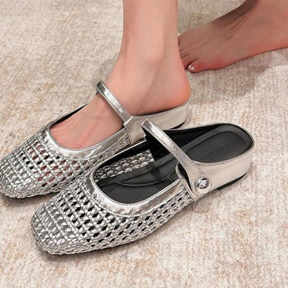Mules Plates Tressées Avec Bride Réglable Pour Femmes | Idéales Au Quotidien