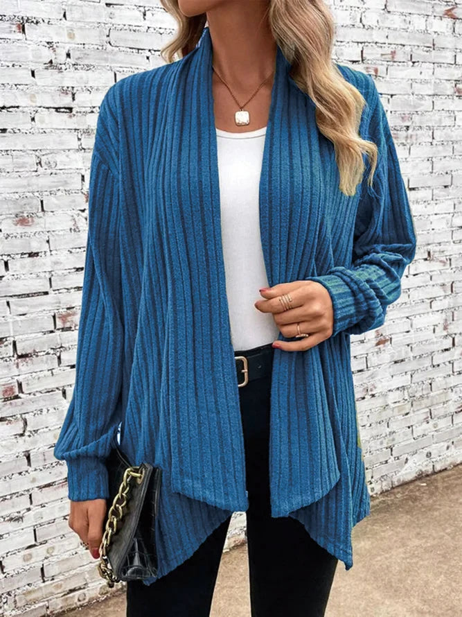 Cardigan côtelé à devant ouvert pour femme | Idéal pour l'automne