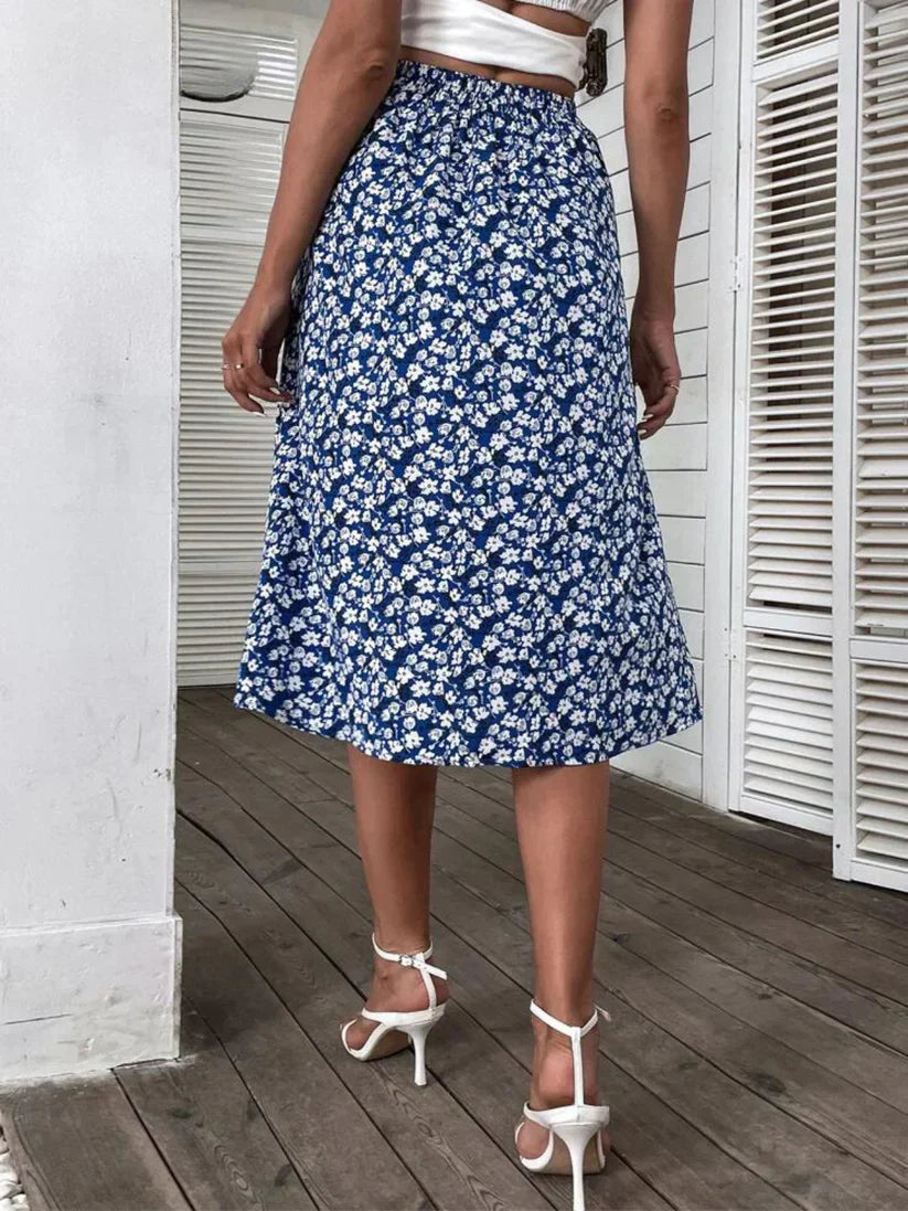 Jupe Mi-Longue à Volants avec Imprimé Floral pour Femme | Idéale pour les Sorties et le Quotidien