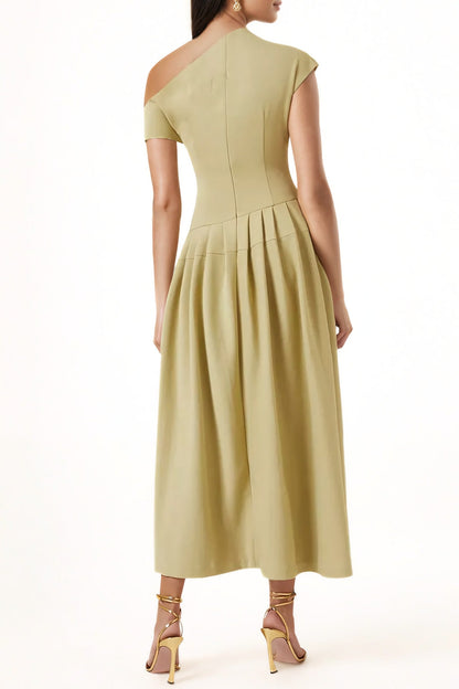 Robe Midi Asymétrique Avec Épaule Dénudée Pour Femme | Idéal Pour Soirées Et Événements