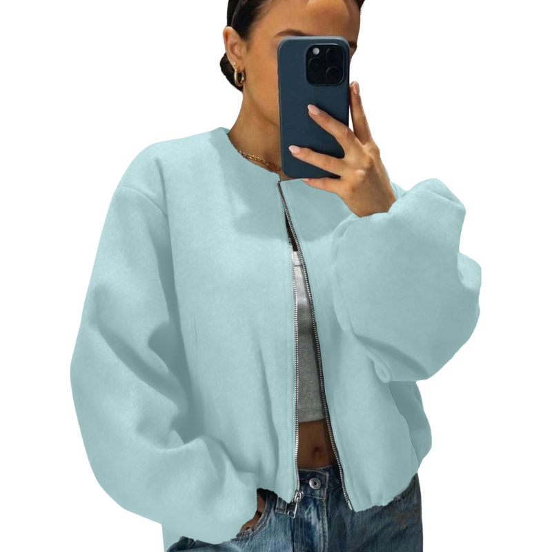 Veste Bomber Relaxée Avec Fermeture Zippée Pour Femme | Idéale Pour Les Activités Décontractées Et La Mi-Saison